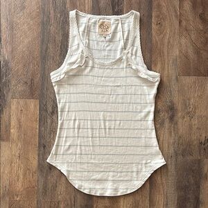 Chaser Gray White Striped Ruffle Racerback Casual Tank New size medium
